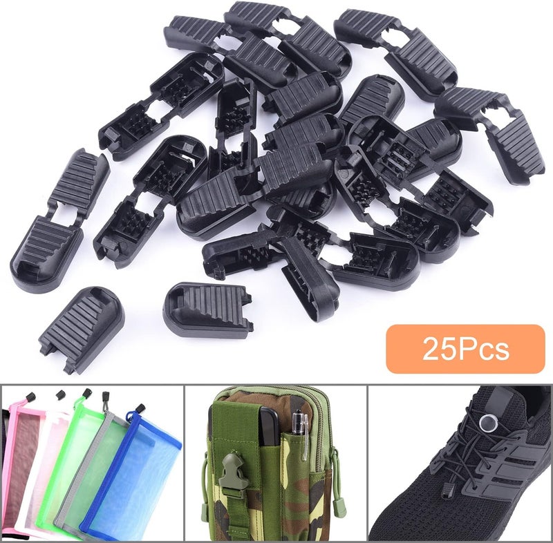 CooBigo 25 Pack Zipper Pull Tabs Cord Ends Tips Shoe Lace End Clips Cord Lock for Paracord Molle Backpack Quick No Tied Shoelace Triathlon Marathon Running Shoe - Image 4
